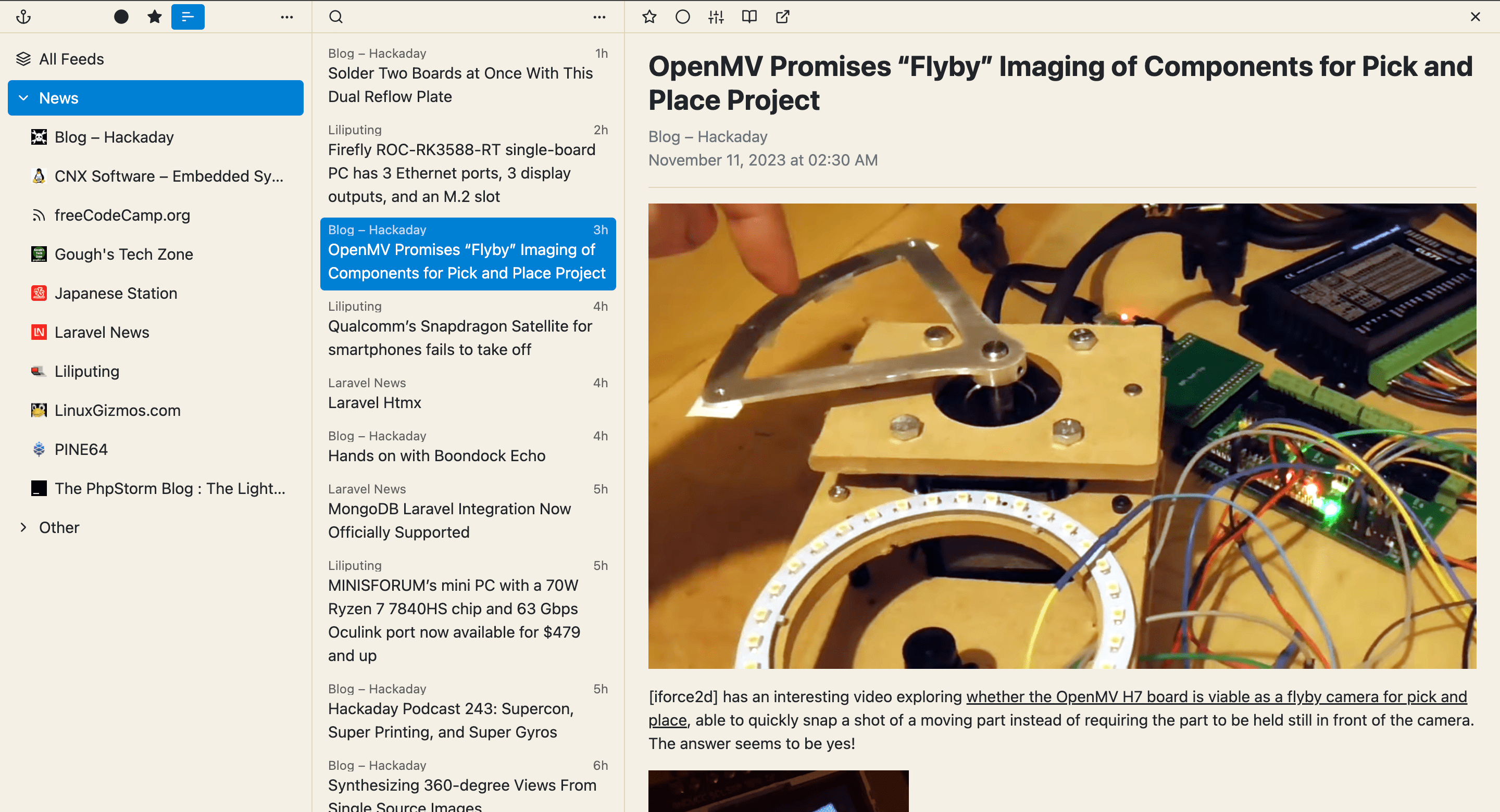 Tangkapan layar aplikasi Yarr